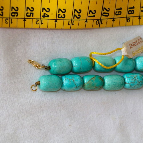 Turquoise Necklace New With 14K 585 Gold Clasp Indico Jewels