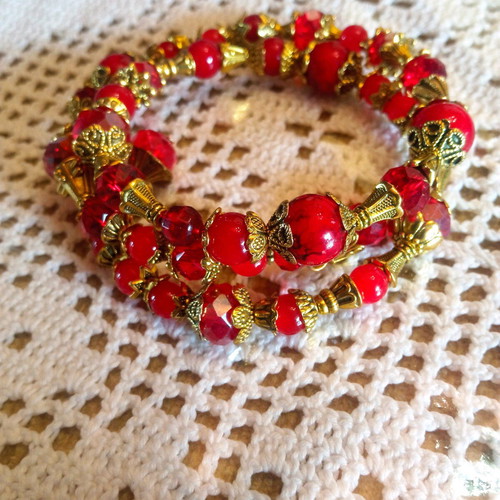 Boho handmade bracelet red and gold new