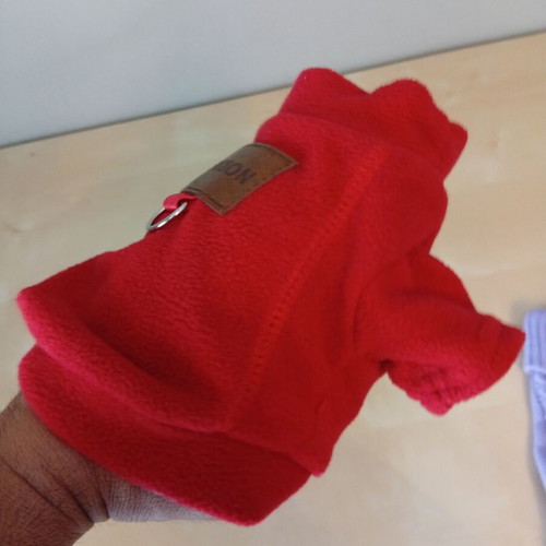Red fleece dog clothes XS for small breeds like Chihuahua and Pugs, like new