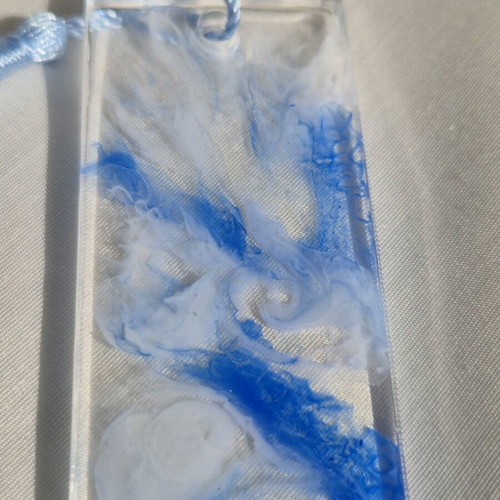 Handmade bookmark from resin with blue and white shades new