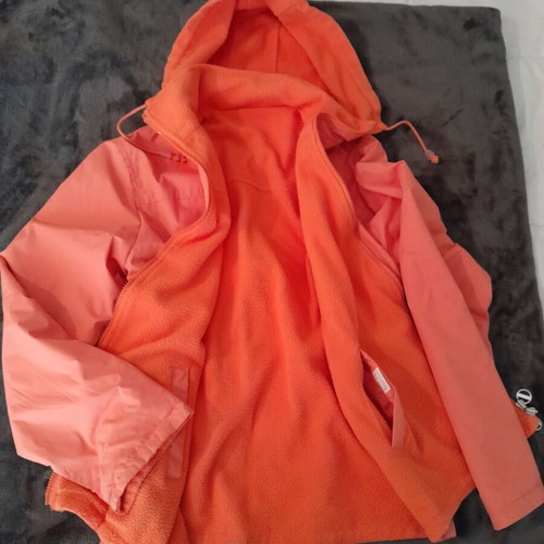 Spring fleece jacket L with removable hood like new, pale apricot