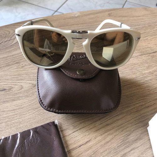 Persol Steve McQueen 24H Le Mans Centenary sunglasses like new, white and brown