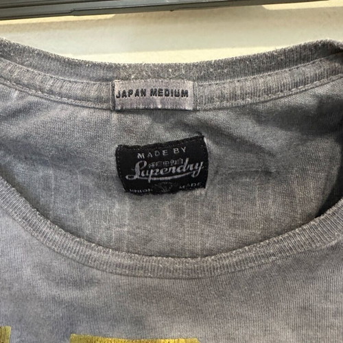 Superdry T-shirt original crop top washed blue-gray with letters size M like new
