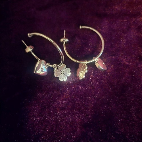 Folli Follie 925 silver earrings like new with removable charms