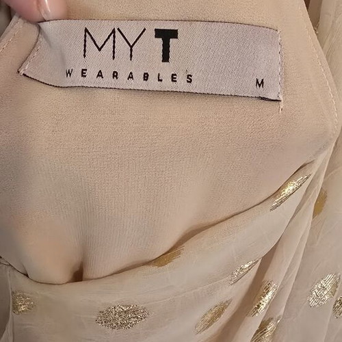 Formal dress halterneck medium beige gold like new