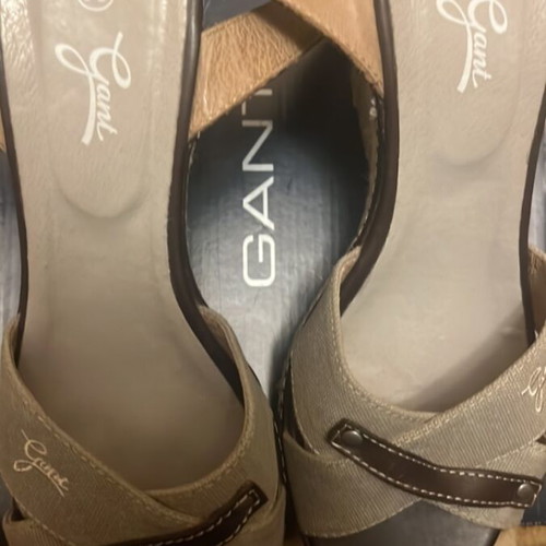 Gant platform sandals used with leather details beige and brown size 38