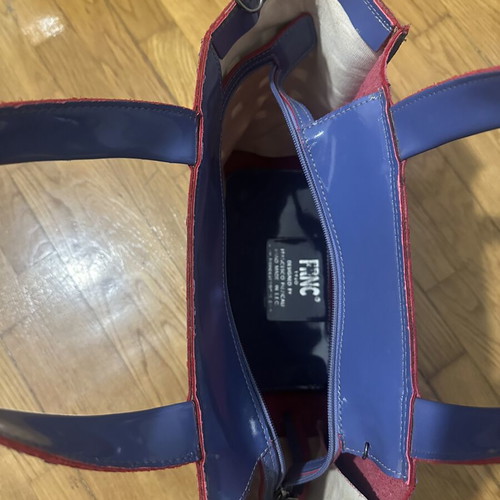 FRNC shoulder bag like new, blue with silver and red accents