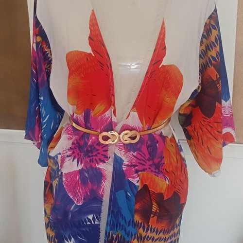 River Island Kimono Kaftan, multicolor chiffon beach cover-up