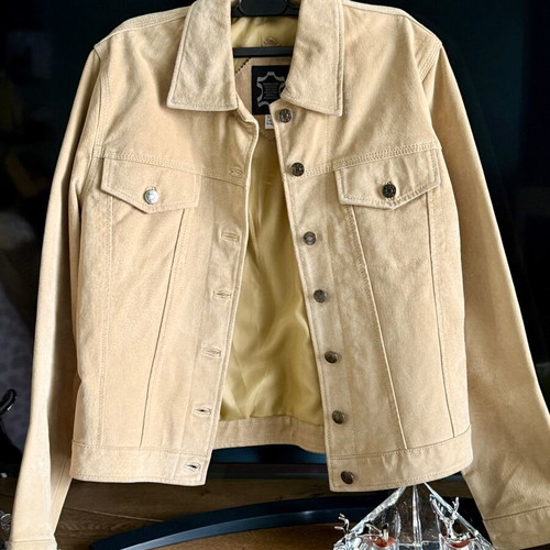 Leather jacket castor like new, beige