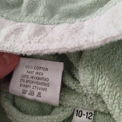 Children's bathrobe greenish 10-12 years like new, unisex, cotton