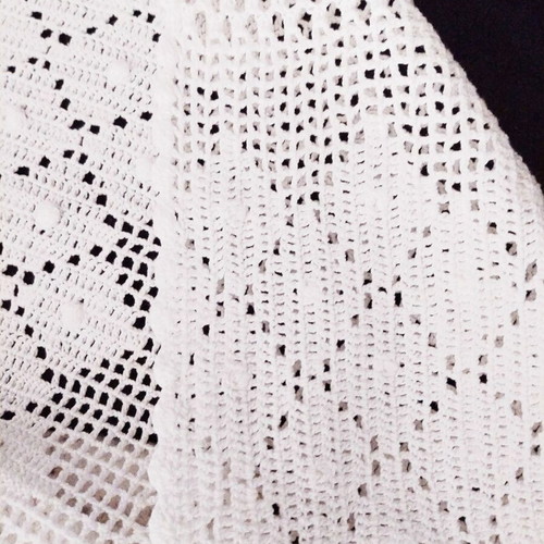 Vintage crochet blanket king size white cotton like new