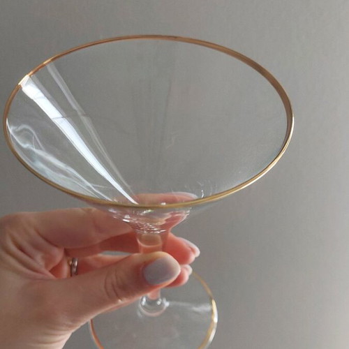 Crystal cocktail glasses set of 6 like new, vintage with gold details