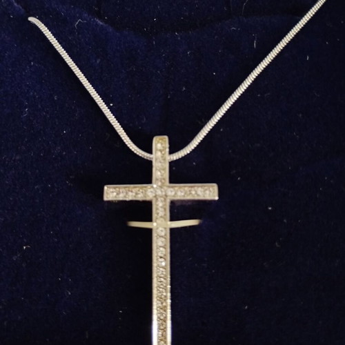 Cross necklace new, silver plated with Swarovski crystals