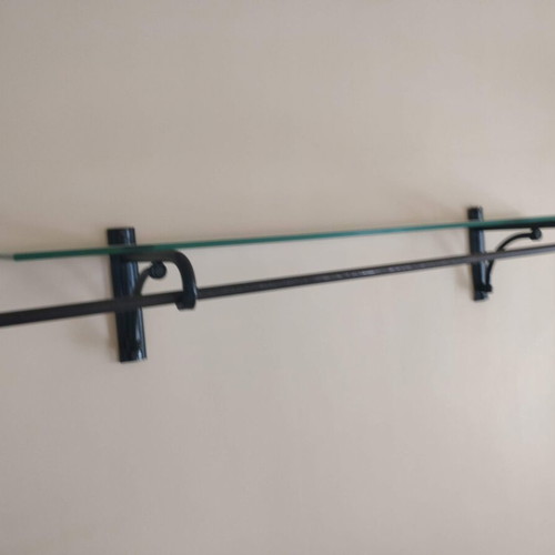 Glass Shelf with Iron Wall Hanger Handmade, like new