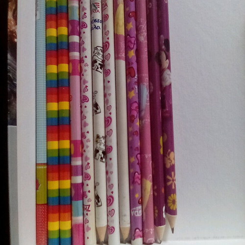 Pencils and colored pencils used, set of 10+10