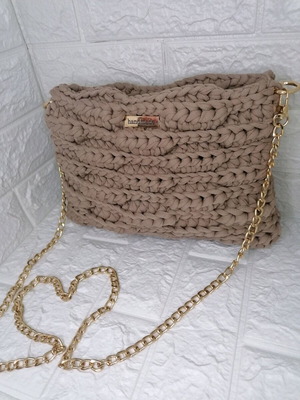 Handmade envelope bag new with cotton yarn and gold chain
