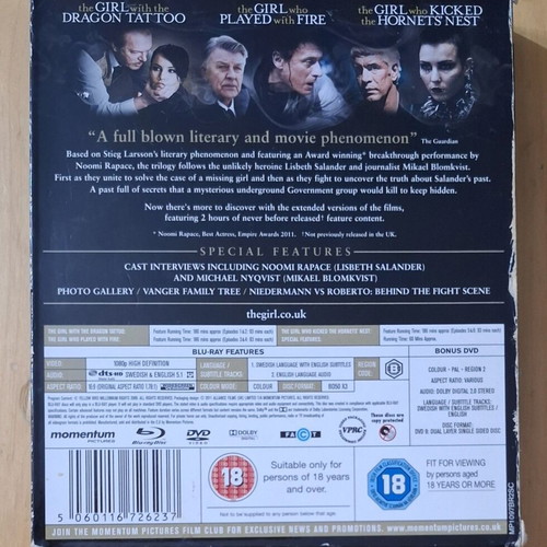 The Girl Who... Millennium Trilogy Blu-ray set, extended versions