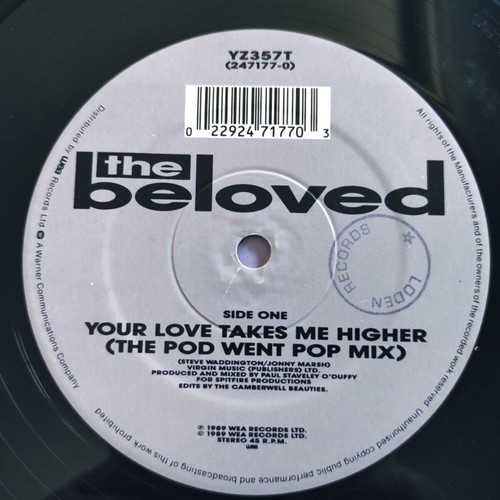 The Beloved Your Love Takes Me Higher 12'' Vinyl Maxi Single used