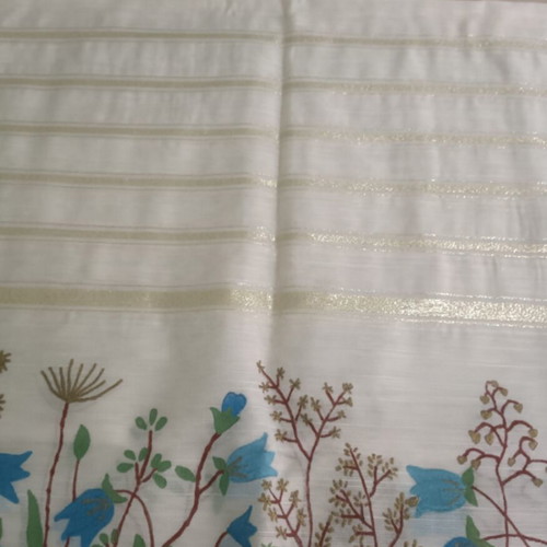Handmade table linen set hand-painted with blue-ciel flowers like new