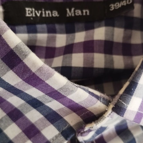 Elvina Man men's checkered shirt M/L, purple blue white