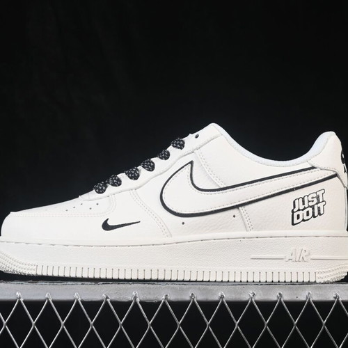 Nike Air Force 1 Custom new, white with black details, minimalist design