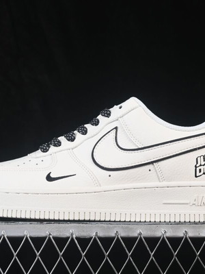 Nike Air Force 1 Custom new, white with black details, minimalist design