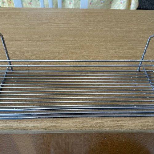 Metal Hanging Storage Basket like new, multipurpose chrome