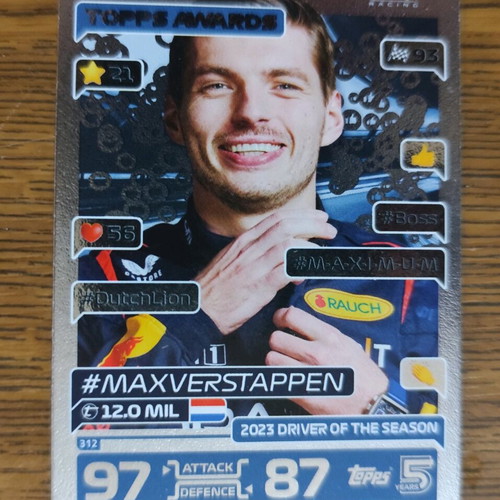 Topps Formula 1 2024 card like new, collectible Max Verstappen