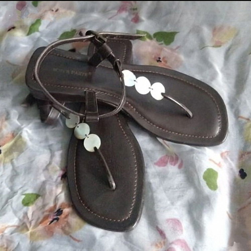 Saint Tropez sandals in natural leather with royal abalone, like new