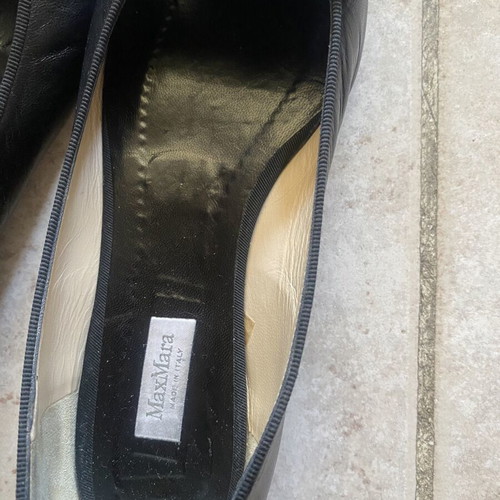 Max Mara black leather loafers women's used