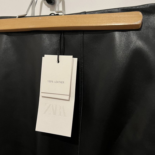 Zara leather midi skirt black, new, size M
