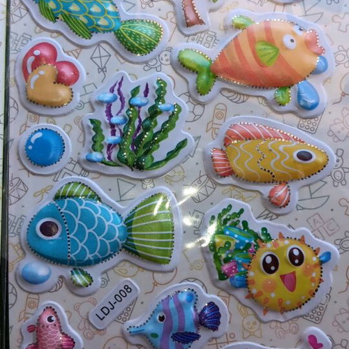 Sea-themed stickers new, embossed design