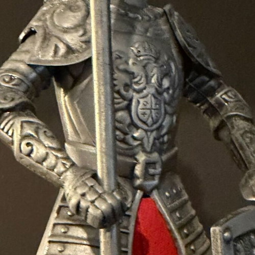 Vintage Medieval Metal Knight 28cm with Shield and Halberd like new
