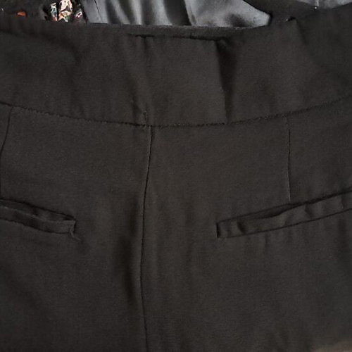 ZARA BASIC Black Pleated Elastic-Waist Tapered Trousers, Size Medium