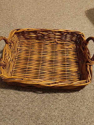 Wicker basket used with handles 38 x 31 x 7 cm