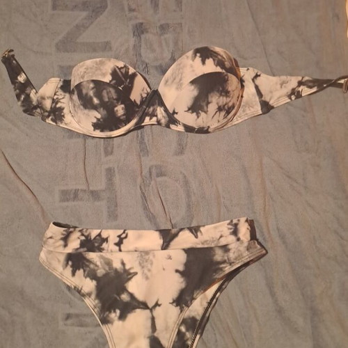 Decoro swimsuit used, strapless, size S, black and white