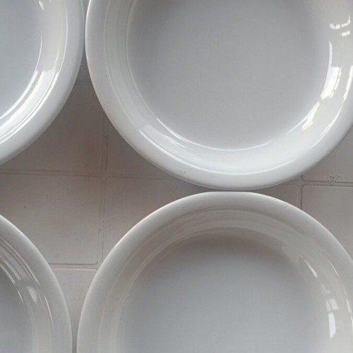 Deep plates used, set of 6, porcelain