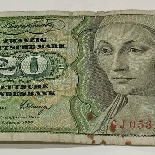 20 Mark German banknote used, 1980