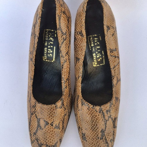 Mallas leather shoes like new, brown snake effect size 38