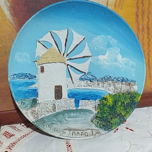Handmade decorative wall plate, clay