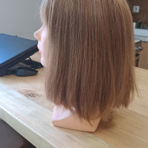 Wig 100% natural hair, long bob, light brown, new