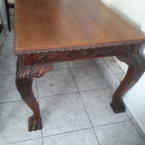 Antique dining table with lion feet