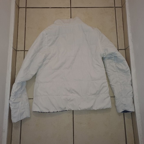 Reversible jacket used, blue-purple and white, size S