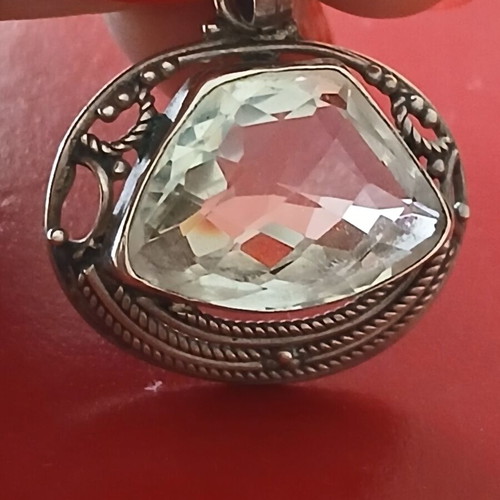 Silver pendant 925 with white natural crystal like new