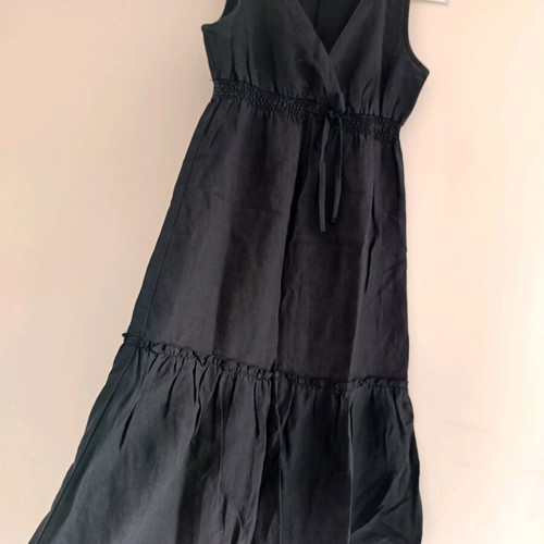 Te quiero summer dress black linen used, size 36