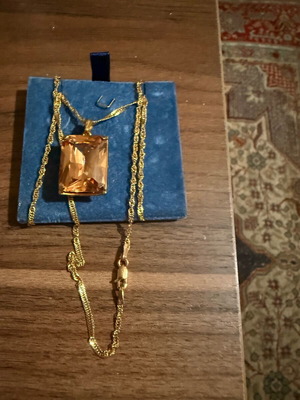 Gold K14 Necklace with Amber New