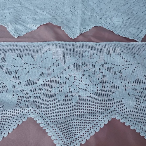 Vintage handmade wide crochet lace set of 2 with grapevine design, like new