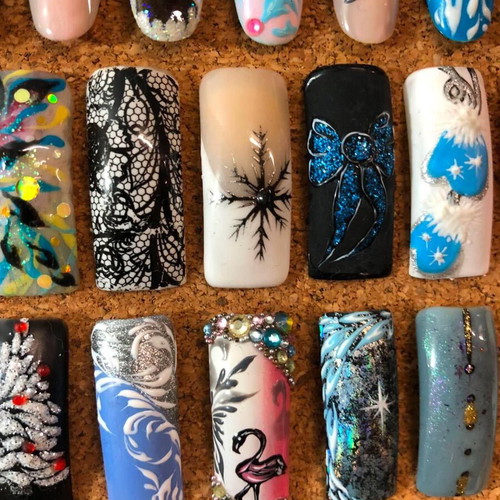 Board with 187 professional nail design tips, vintage collectible