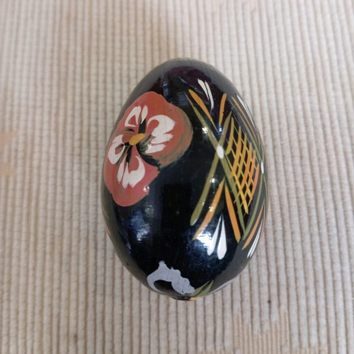 Handmade wooden painted egg vintage used