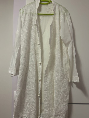 White embroidered kaftan long boho dress new